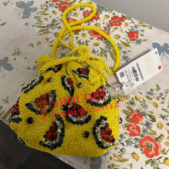 BLOGGERS FAV ZARA WATERMELON BEADED BUCKET BAG - Picture 3 of 8